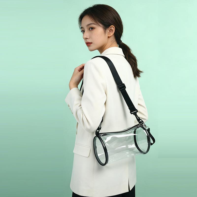 Transparent Laser Crossbody Bag For Women Cylindrical Fashion Mini Shoulder Messenger Bag PVC Jelly Small Tote Bag