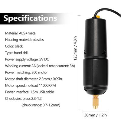 Z U36 Mini Handheld Electric Drill USB Puncher 5V Power Small Grinding Tool for Jewelry Pearl Resin DIY