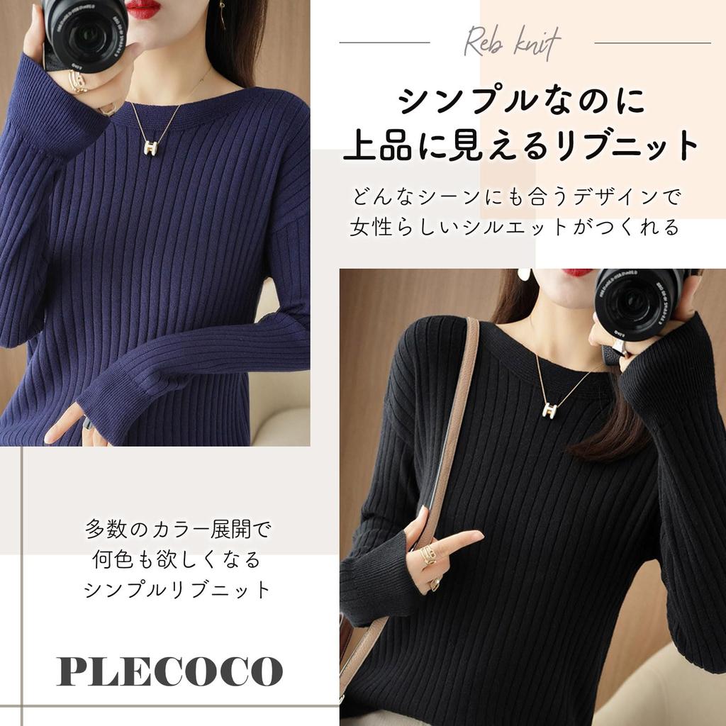 Simple Cut and Cute Long Short Dark XL [Precoco] Sweater, Knit, Sew, Elegant, Top, Sleeve, Sleeve, T-shirt, 3/4 Length, Blouse, Women's, Green,