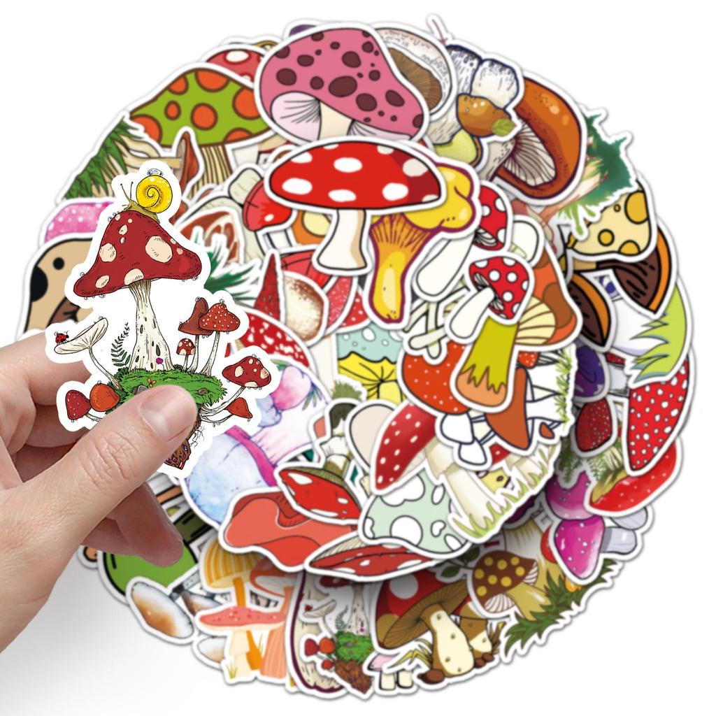 Mushroom Graffiti Stickers Set: 50 Sheets for Notebooks, Skateboards, Water Bottles, and Luggage