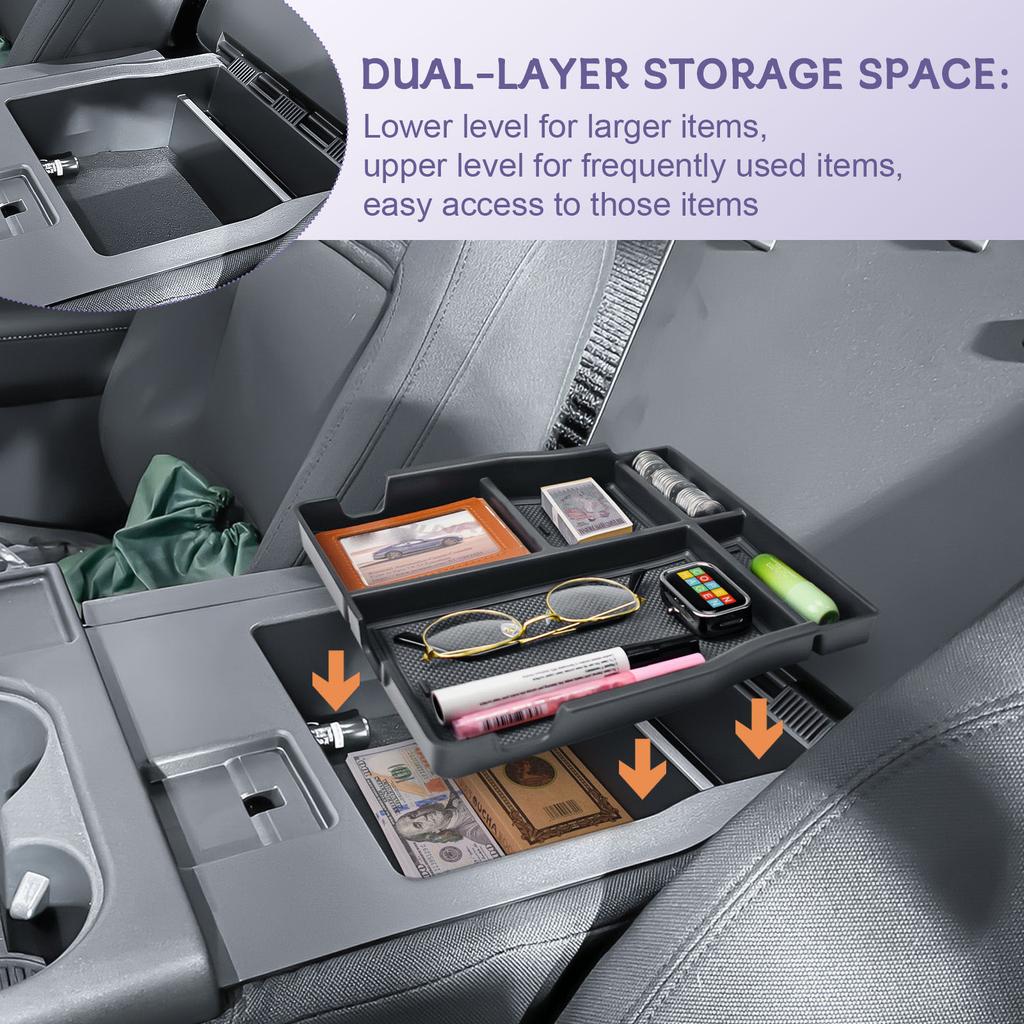 Organisatörsfack för mittkonsolen fram för Ford F150 2025 2025 2025 2025 2025 Förvaringslåda för armstöd Fack Tillbehör Endast för hopp säte