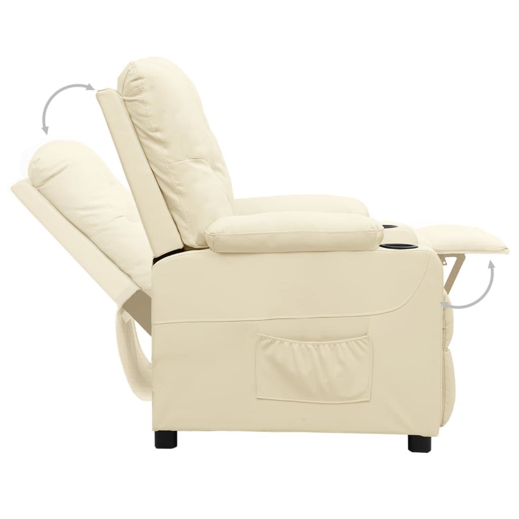 Cream Faux Leather Recliner