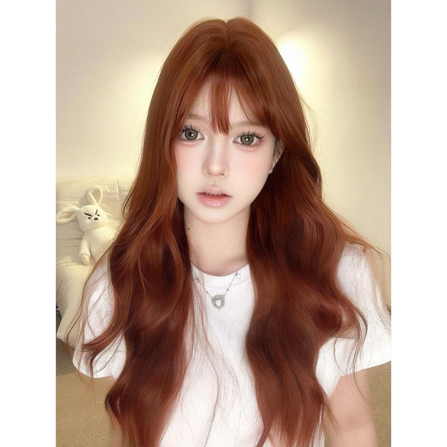 Retro Elegant Orange Wavy Wig - Age-Defying, Natural & Face-Framing Full Head Cover