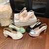 Coarse heel bag head single shoes women's summer new with skirt bow high heel fashion sandals