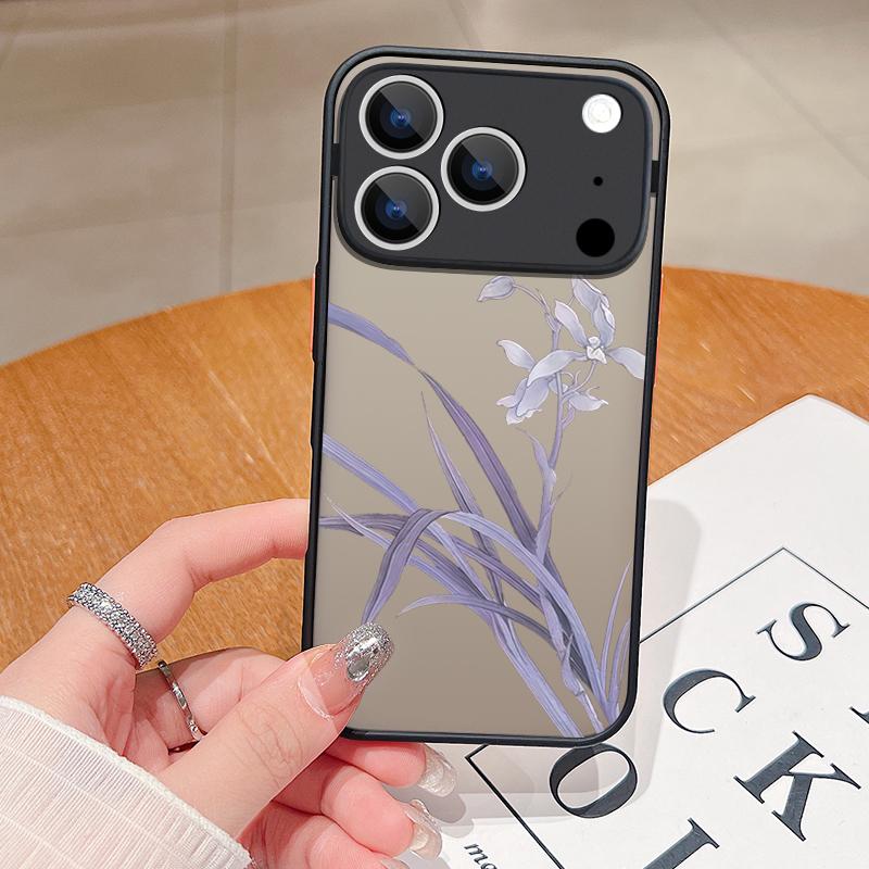 Purple Flowers Pattern Phone Case For iPhone Air 16e 17 16 15 14 17 Pro Max 13 16e Shockproof Hard PC Soft Edge TPU Cover