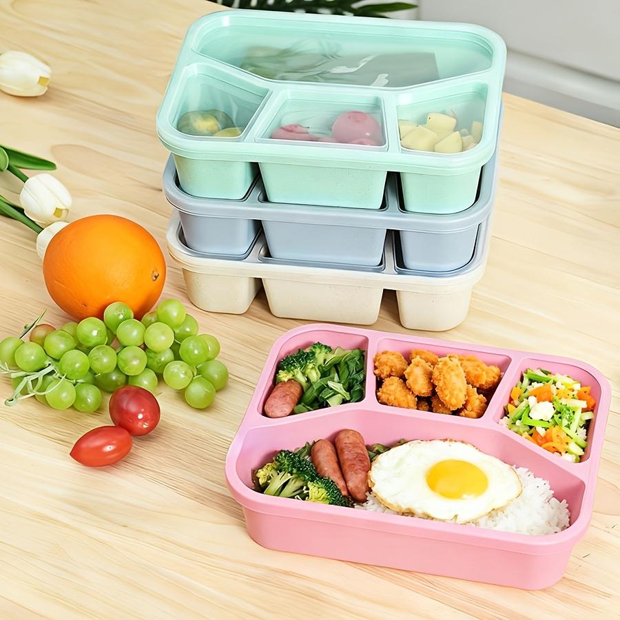 Student Square Lunch Box 4 Compartments, Bento Box Snack & Dry Fruit Container, Food Storage Snack Plate, Leak-Proof