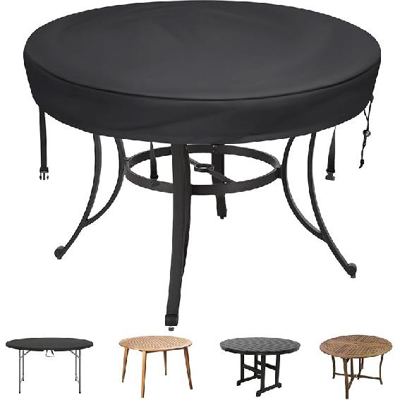 Outdoor Round Table Cover - Waterproof Anti-UV Round Patio Table Cover - Fits Round Outdoor Table Up To 58-60 Inch