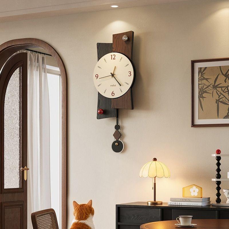 1PC Living Room Wall Clock Chinese Antique New Creative Retro Simple Dining Room Clock Wall Clock Home Decoration