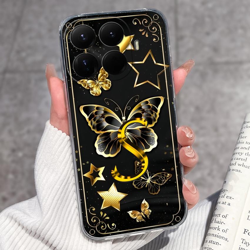 Für Xiaomi 15T 14T 12T 15 14 13 12 Pro 12X 12S 5G Wunderschöne Schmetterlingsbuchstaben Handyhüllen Transparentes Silikon Rutschfeste Rückseitenabdeckungen Für Xiaomi Hülle