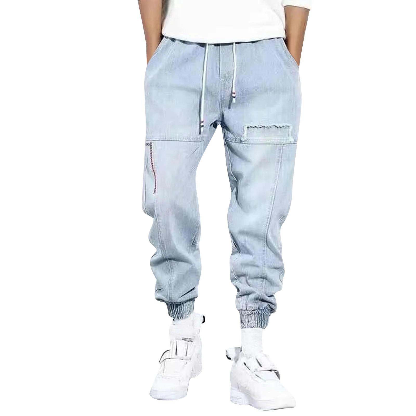 Европейские и американские мужские джинсы с принтом и эластичными нашивками, маленькие джинсы XXXXXL