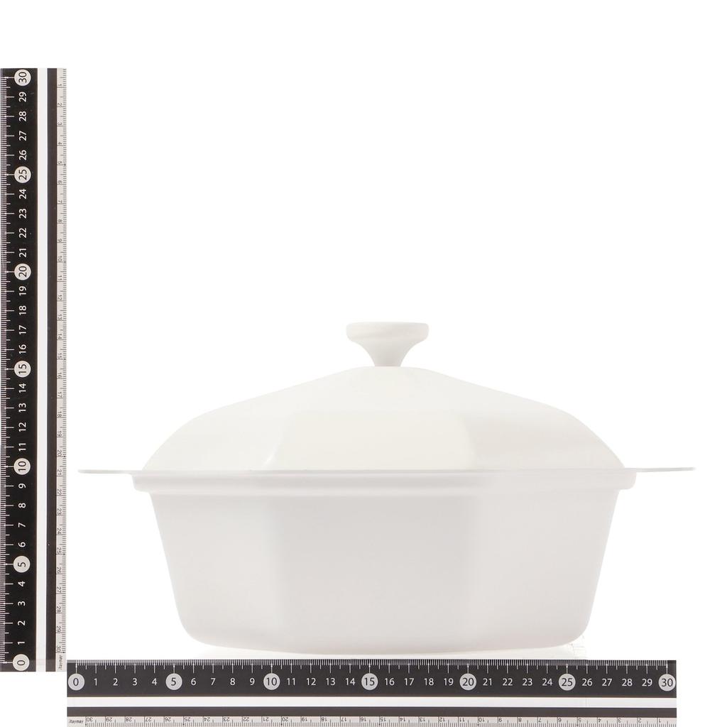 Francfranc Diamond Lightweight Cooking Pot 25cm White, 3-4 servings, Double-handled pot, Suitable for direct heat and induction cooktops, Ceramic