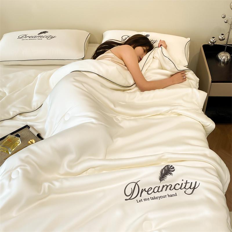 New Ice Silk Summer Quilt Air Conditioning Quilt Suitable for Bedroom Apartment Single Bed Double Bed Light Luxury High-End French Elegant Style