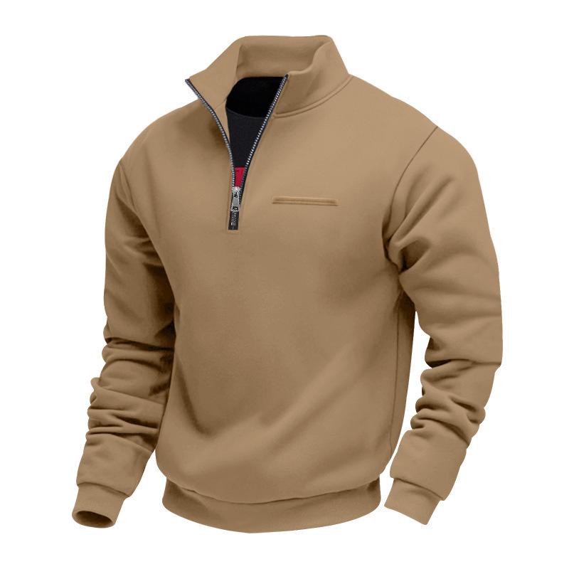 Men's Winter Heavyweight Velvet-Lined Loose-Fit Stand Collar Pullover Hoodie