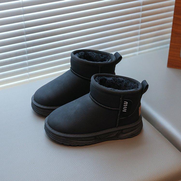 

Girls snow boots 2025 winter new thickened warm children s leather waterproof cotton boots boys big cotton shoes tide 25 yards inner length about 16.0CM