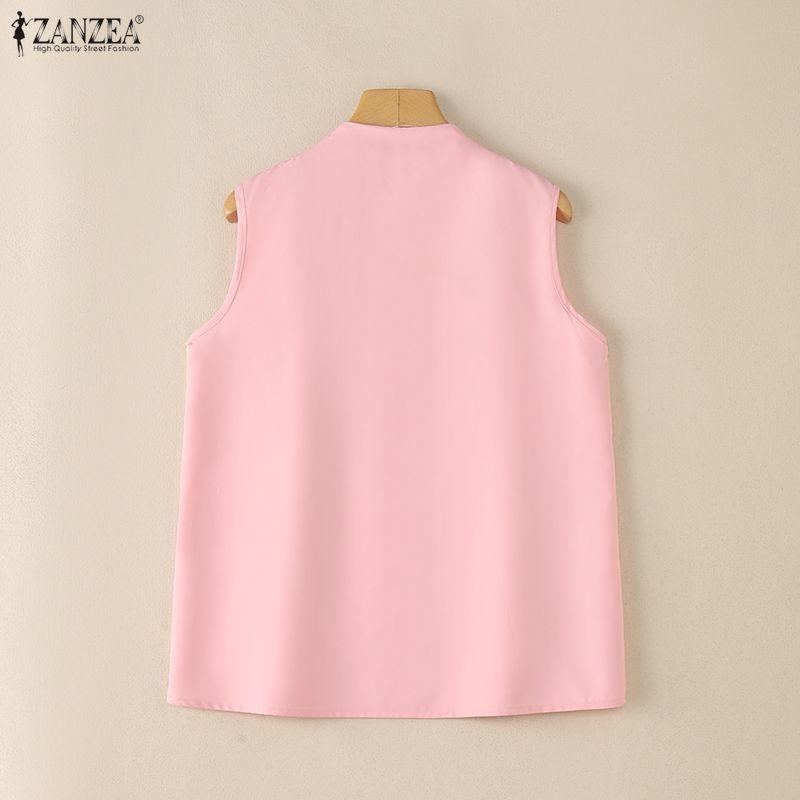 ZANZEA Women Casual V-Neck Solid Color Sleeveless Vest Tops