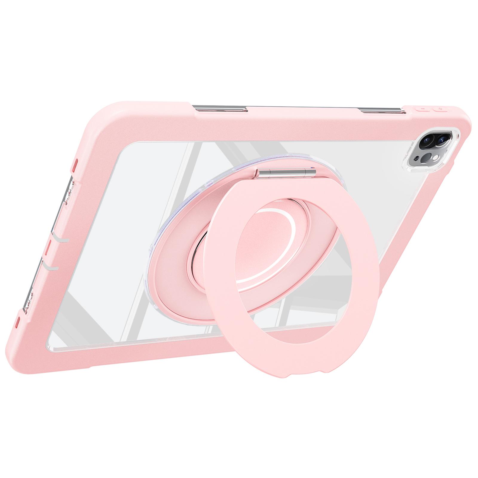 

For iPad Pro 11 (2022)/(2021)/(2020)/Air (2022)/(2020) Case Swivel Kickstand PC+Silicone Anti-Drop Tablet Cover Pink