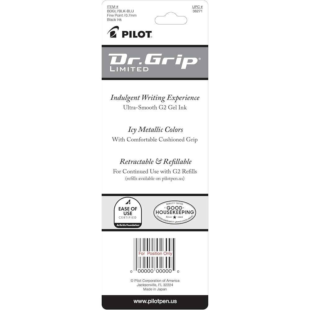 Pilot Dr. Grip Gel Ink Ballpoint Pen Limited Edition 0.7mm Fine Point Ice Blue Barrel