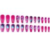 Womens Square Full Cover Medium Length Artificial Nail with Hot Pink Feathered Design 24 Pieces Set Coffun Press On Nail