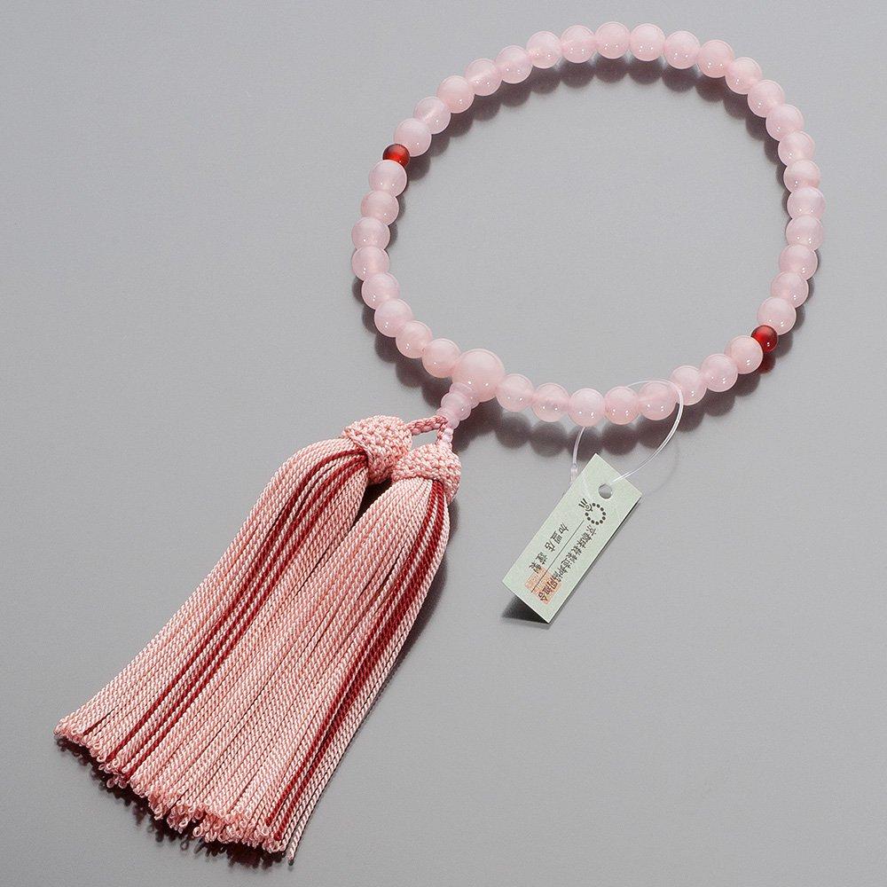 Buddhist Altar Buddhist Prayer Rose Quartz and 7mm Silk Prayer Bead Suitable for All Kyoto Certificate Included [Takita Shop] Women's Beads, Agate,