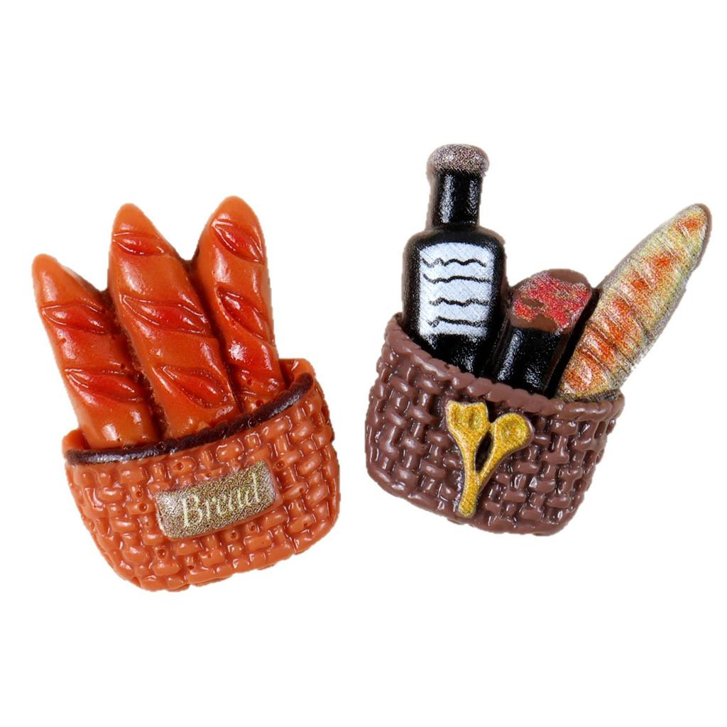 Miniature Resin Food Toys: Bread, Donuts, Refrigerator Magnets, Hair Clips, Kitchen Accessories.
