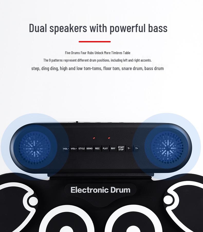 Portable Foldable Electronic Drum Set for Kids and Beginners