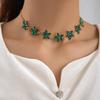 Emerald Gem Temperament Versatile Multi-layer Bow Necklace, Light Luxury Diamond-set Love Flower Necklace