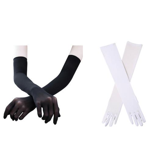 1 Pair Gloves Thin Mesh See-through Stage Performance Pole Dancing Full Fingers Breathable Soft Anti-slip Solid Color Bride Wedding Gloves
