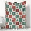 1pc Christmas Patchwork Style Flannel Blanket, Soft Warm Nap Blanket, Autumn Home Decor Applicable, Retro Red Green Christmas Elements Gift Christmas 