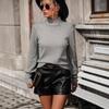 Autumn and winter new solid color European and American pullover women's knitted sweater turtleneck bead versatile sweater women