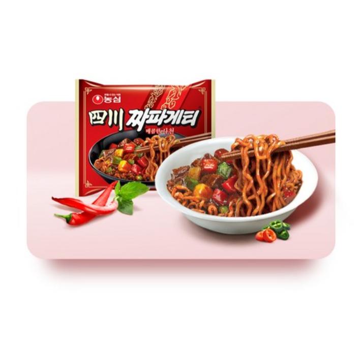 Nongshim Chapagetti Sichuan Spicy 137g × 4 Packs – Korean Spicy Black Bean Noodles