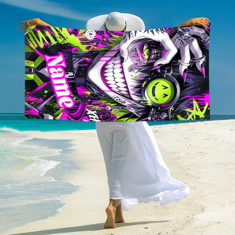 Personalized Electric Arcane Dance Beach Towel Microfiber Beach Towel Thin Absorbent for Beach Swimming Yoga Bath Sports. 091053