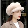 Elegante Faux Fur Baret voor Dames - Winterwarmte met Verstelbare Metalen Sluiting, Chic Imitatie Nerts Design, Perfect voor Kerstuitjes