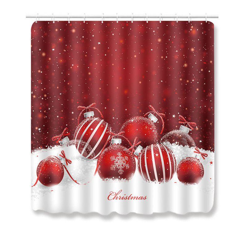 4pcs Shower Christmas Curtain Toilet Cushion Set Cover Mat Pad Rug Xmas Bathroom