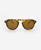 KOLEAT Women Layered Horn-Rimmed Leopard Big Round Uv Protection Tinted Sunglasses [Brcrp]