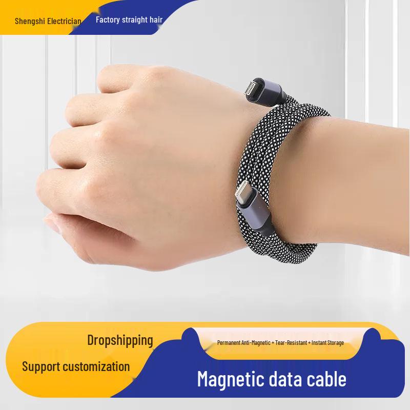 100W Dual Type-C Magnetic Braided Fast Charging Cable for Tablets & Computers - Compatible with Apple & Android Devices