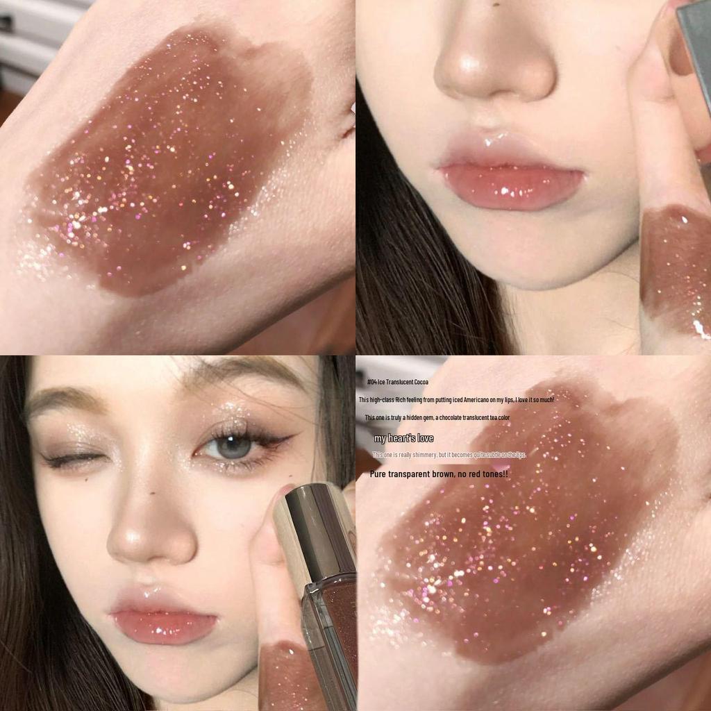 HERORANGE Shimmering Star Mirror Lip Gloss - Pearlescent, Watery, Plumping with Fine Glitter Finish.