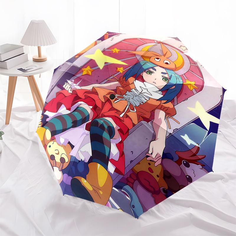 1 Stück Outdoor-Schirm mit niedlichen Anime-Charakteren - Automatisches Öffnen/Schließen, Tragbares 3-fach faltbares Design, 8-Speichen-Eisenrahmen - Perfektes Geschenk für Fans, Tr