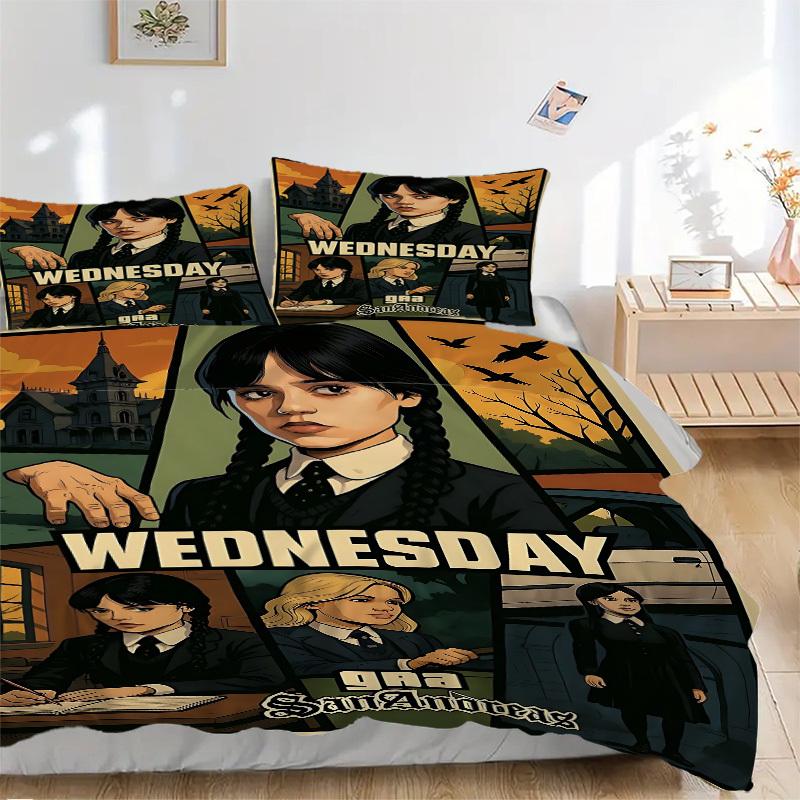 

3pcs Wednesday Addams Duvet Cover Set, 1 Duvet Cover + 2 Pillowcases (No Insert), High-Definition Print, Home & Dorm Set yy251208077 135x200cm