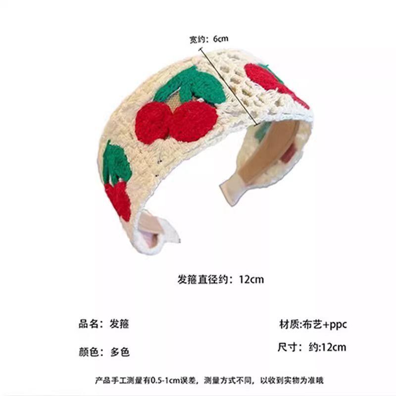 Children's sweet knitted embroidery wool flower headband girl finishing broken hair artifact wide edge headband hair accessories hairpin