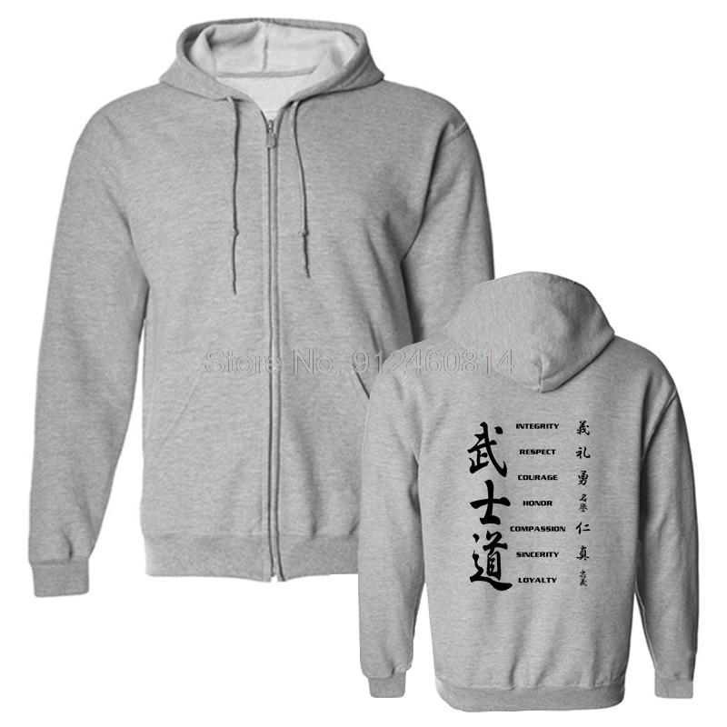 Samurai Hoodie - Bushido Code Damen Herren Fleece Hoodies Hip Hop Kapuzensweatshirt Streetwear Harajuku