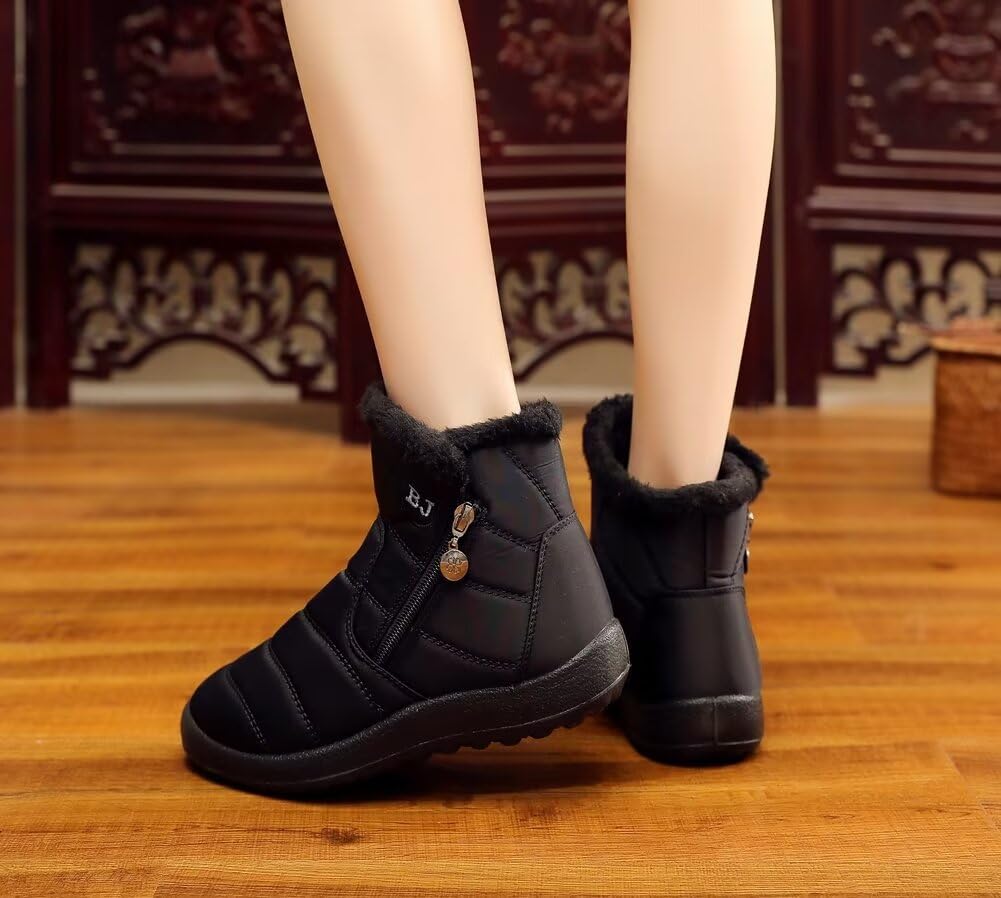 WEISHIMIBANG Snow Cold Weather Short Casual Fleece Ultra Lightweight Size Women's Boots, Boots, Boots, Style, Warm, Lining, Non-Slip, (Black, 25)
