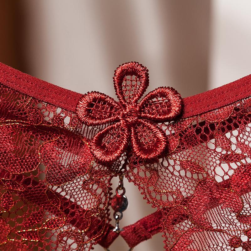 Dámské spodní prádlo Sexy Lingerie Tanga a G-string Krajkové kalhotky T-back Bezešvá tanga G-string Černá Červená