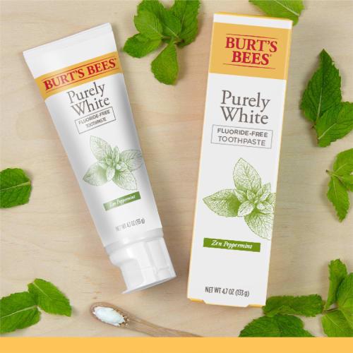Burt's Bees Toothpaste, Fluoride Free, Purely White, Zen Peppermint, 4.7oz, 3-Pack