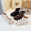 Kids Sandals High Top Hollowed-out Girls Princess Shoes Hook&loop Ins Trendy 2025 Summer New Children Beach Shoes Soild Color
