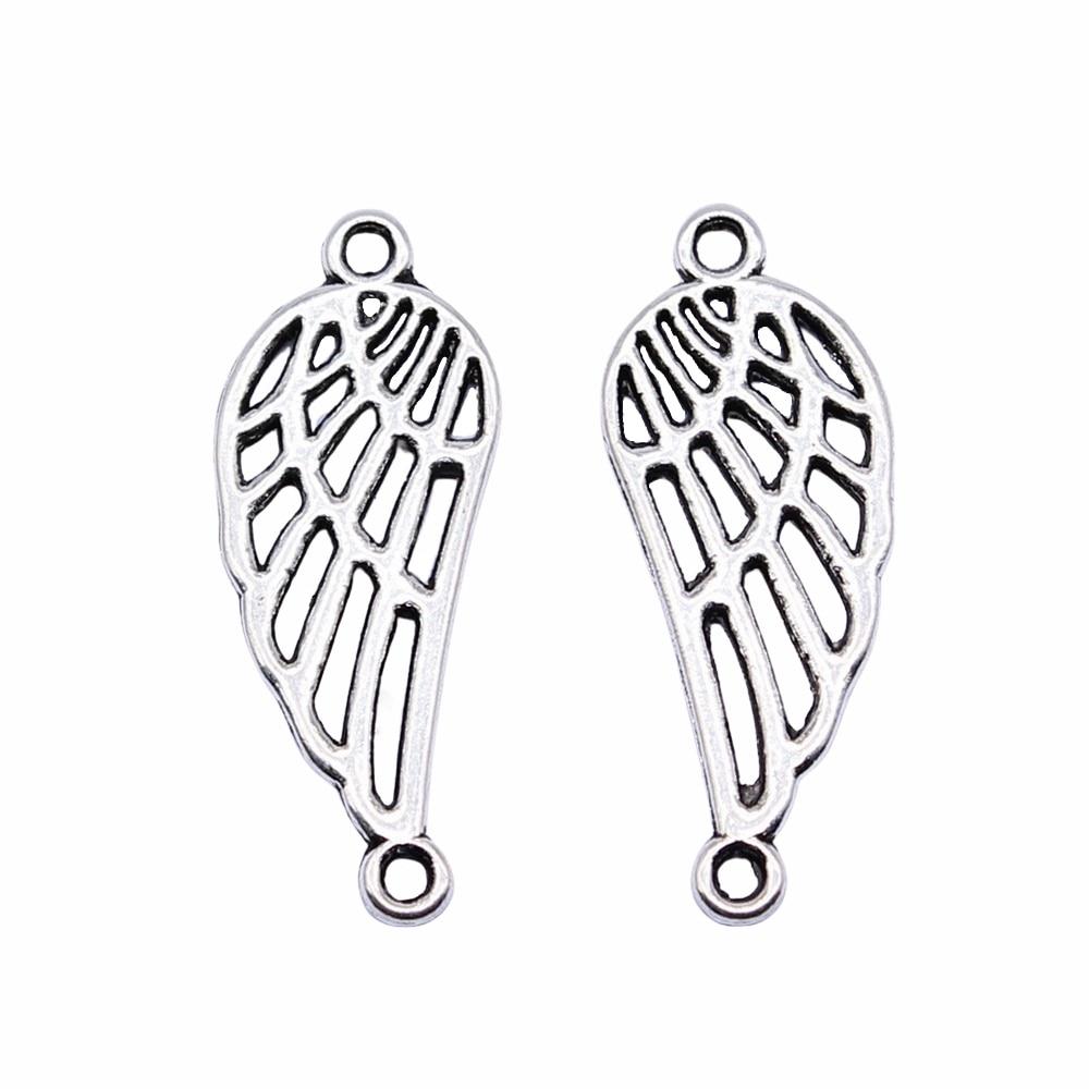 

20 шт., подвески с полыми крыльями, подвески, античное серебро, цвет цинкового сплава, 25X10 мм