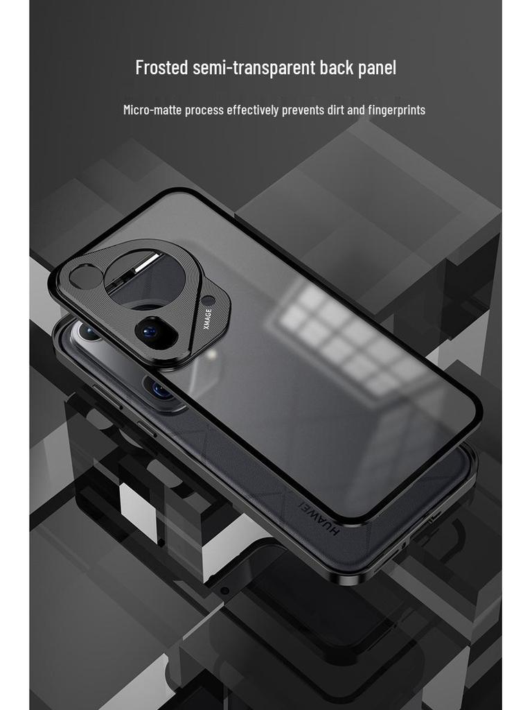 Huawei Pura70 Pro Metal Frame Frosted Snap-Button P60 Back Panel Phone Case for P80 Ultra