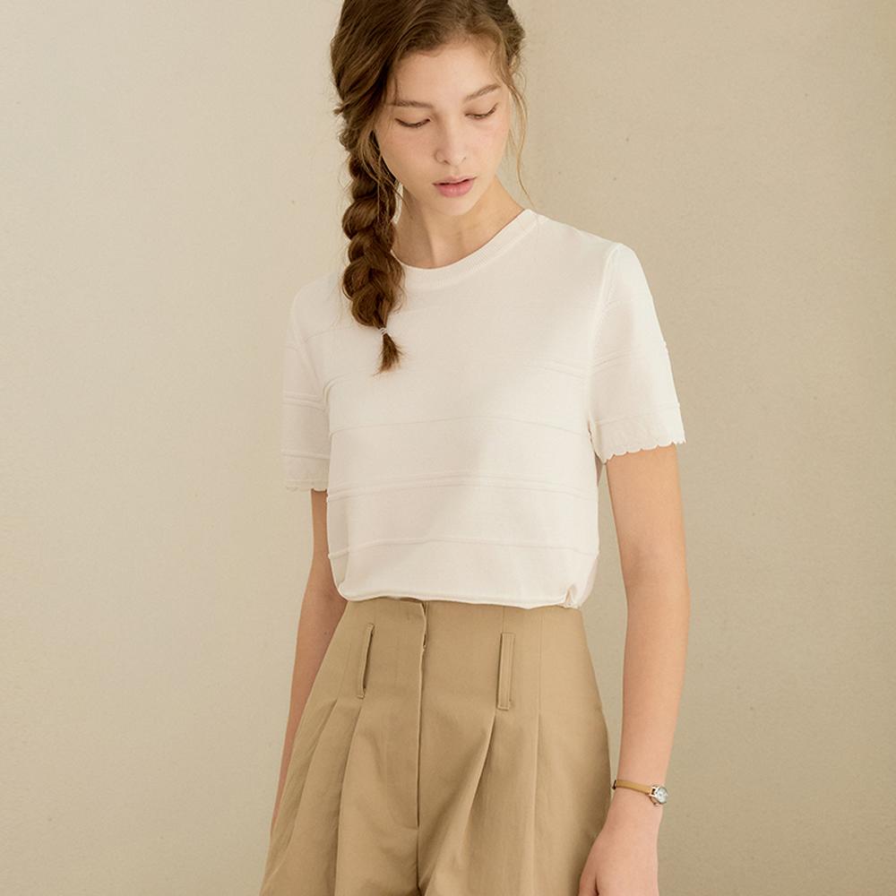 Mommet Lee & Wave Short Sleeve Knit White Free