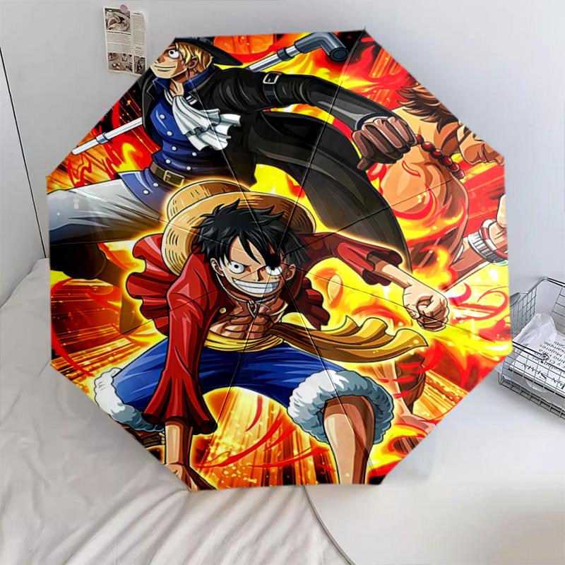 1 PC Automatic Folding Umbrella - Monkey D Luffy Pattern Portable Foldable Design With 8 Ribs Christmas Birthday Gifts
