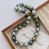 Große Körnige 16mm Vintage Perfekt Runde Morandi Farbe Künstliche Kristallperle Schlüsselbein Kette Halskette