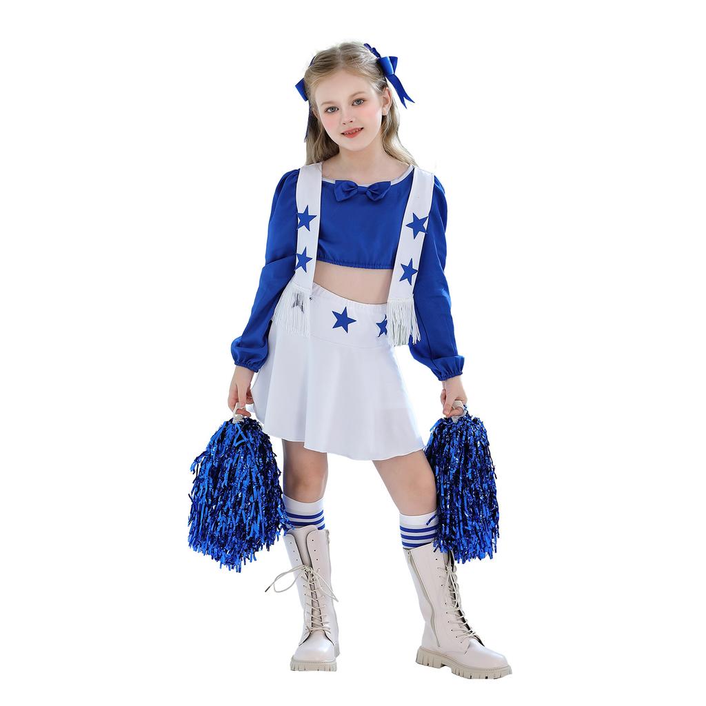 Halloween Kinderkostüm Dallas Cowboys Cheerleading Kostüm Mädchen Performance Kostüm Mädchen Blaues Cheerleading Kleid